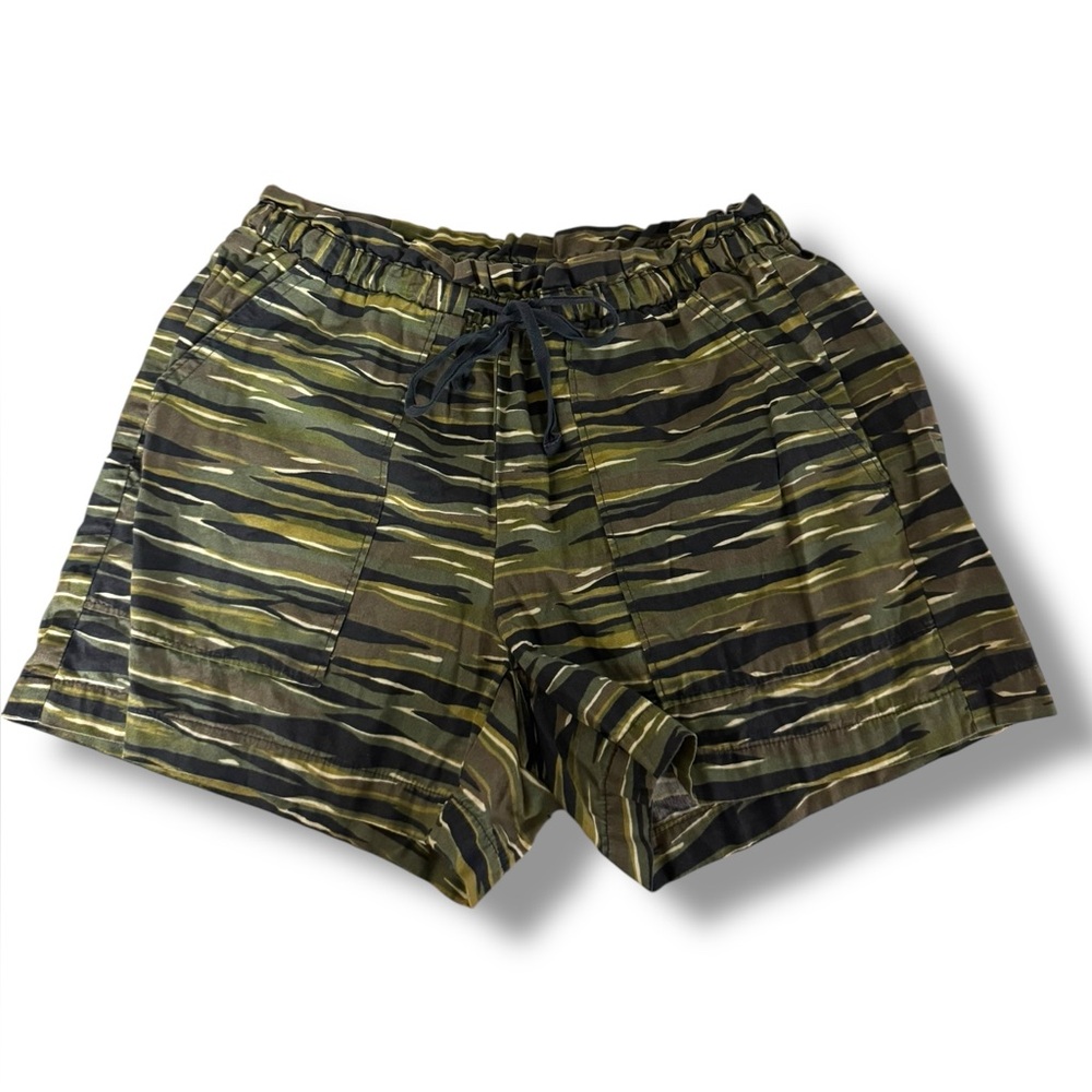 Madewell Pull On Zebra Camo‎ Drawstring 100% Cotton Shorts Sz S EUC